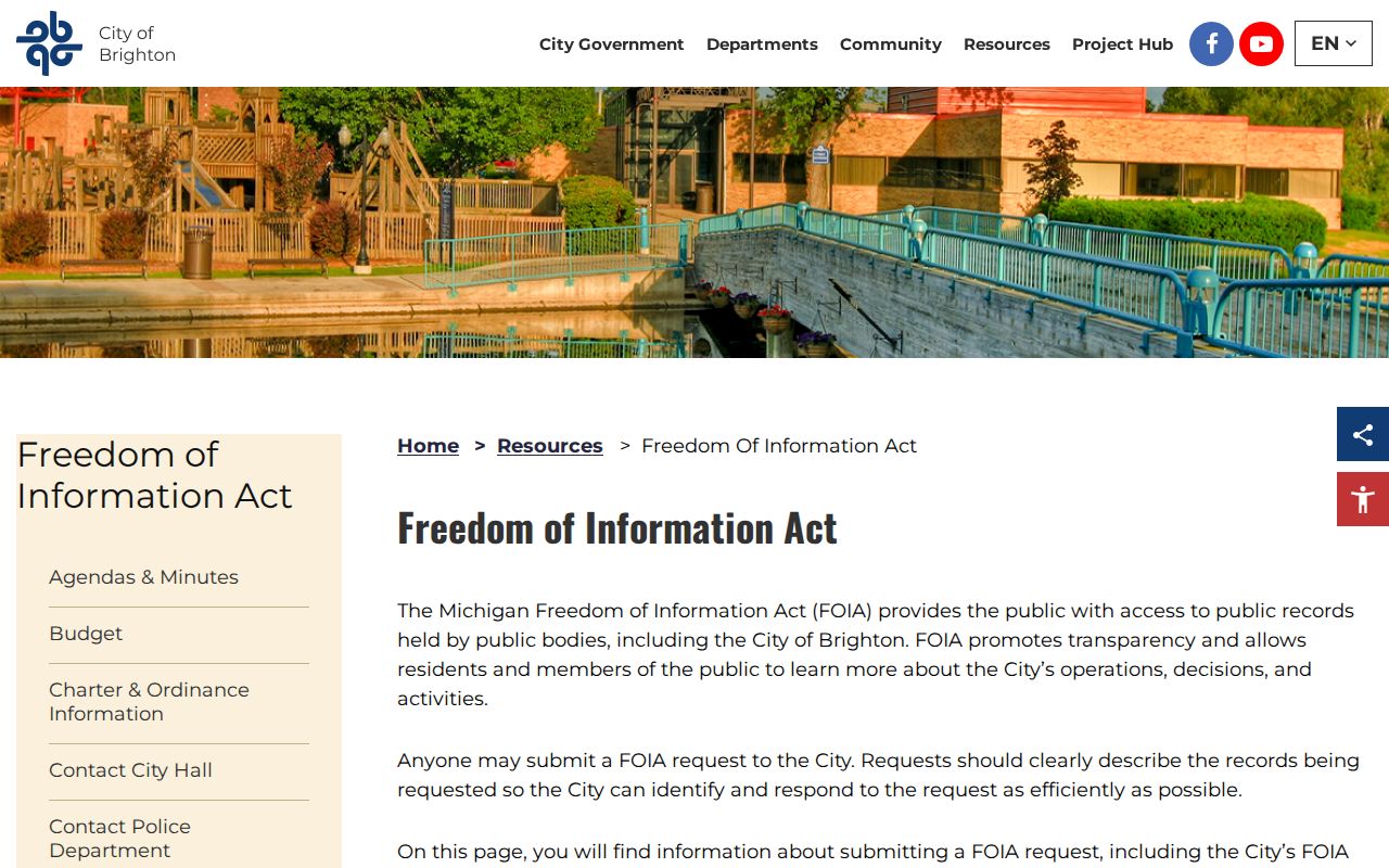 City of Brighton Freedom of Information Act webpage
