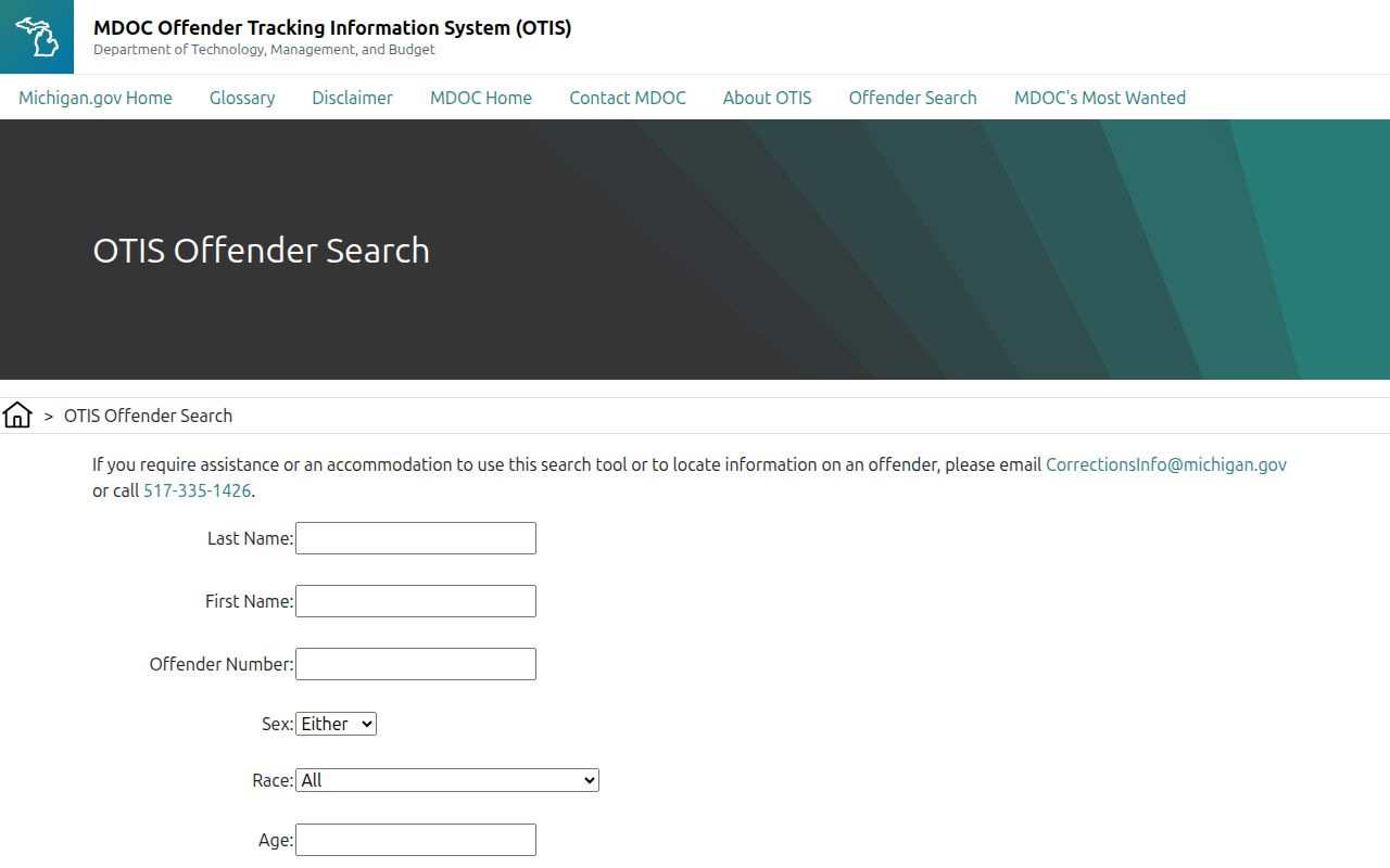 Michigan OTIS offender search