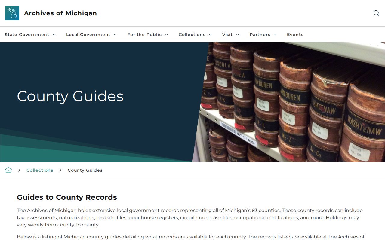 Archives of Michigan county guides for old Livingston County arrest records